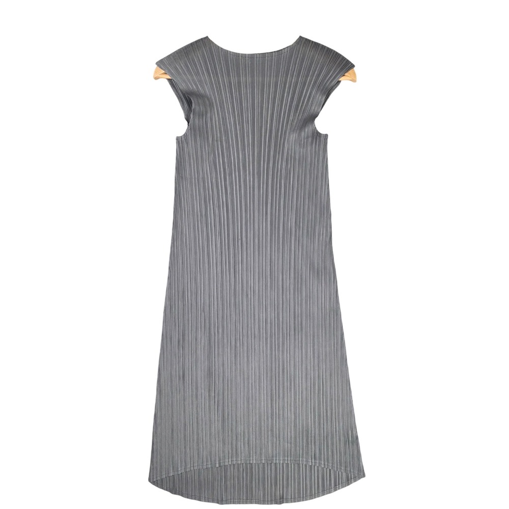 Ribbed Stretch High-Low Sleeveless Mini Dress Womens M Gray GOOD Artistic Flowy